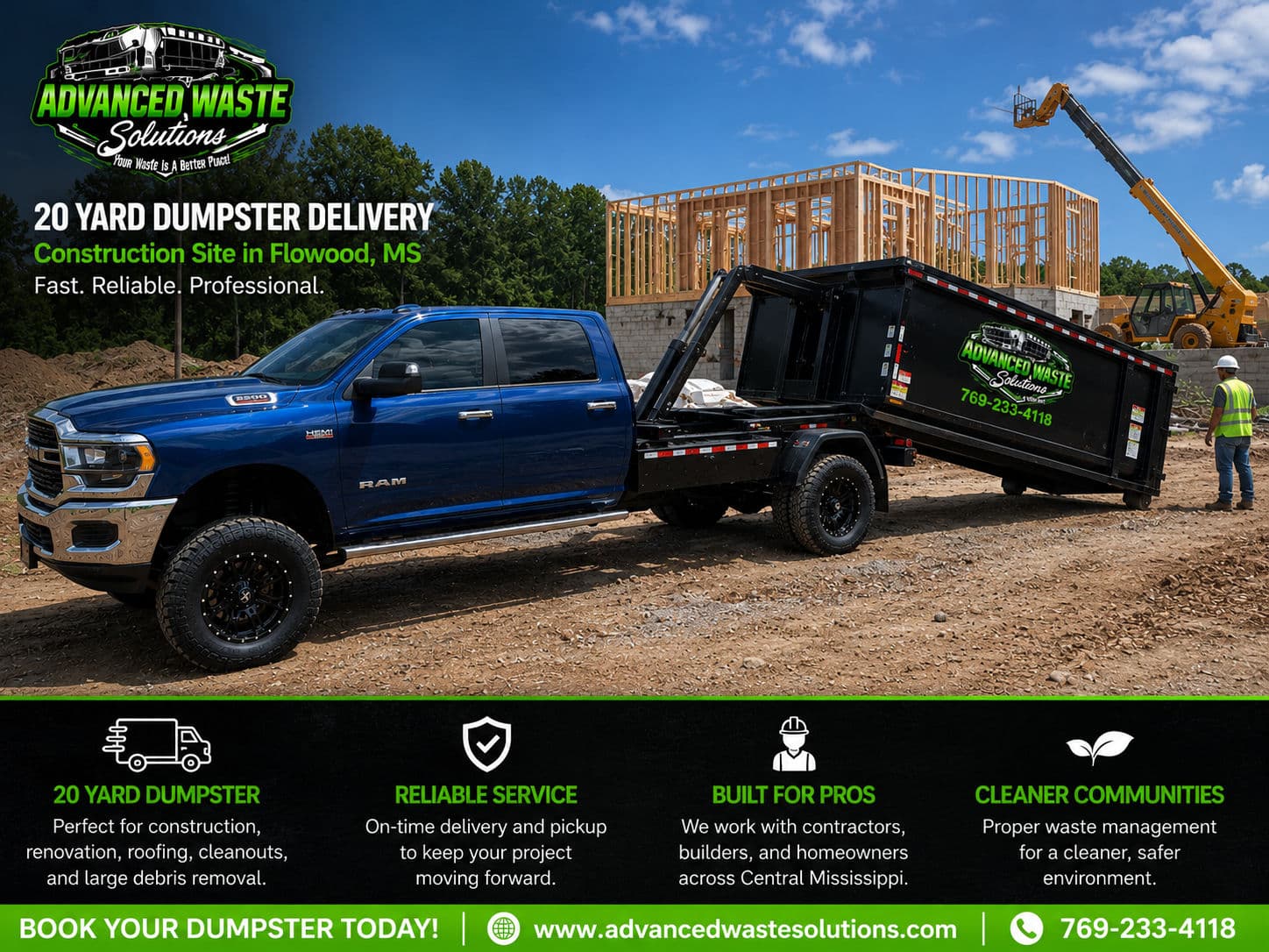 20 Yard Dumpster Delivery at a Flowood Construction Site image